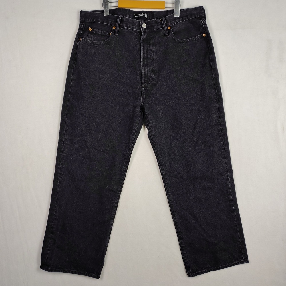 Abercrombie & Fitch Mens Baggy Authentic Rigid Denim Jeans Black 36x30